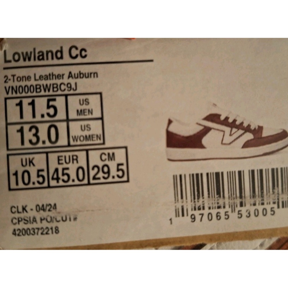 MEN VANS SKATE LOWLAND CC Sz 11.5 Brown Tan Red White  Comfycush  2-Tone Leather - Picture 10 of 10